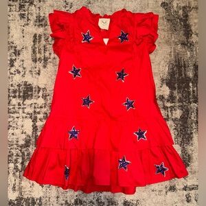 Fantastic fawn ruffle sleeve dress with star patches